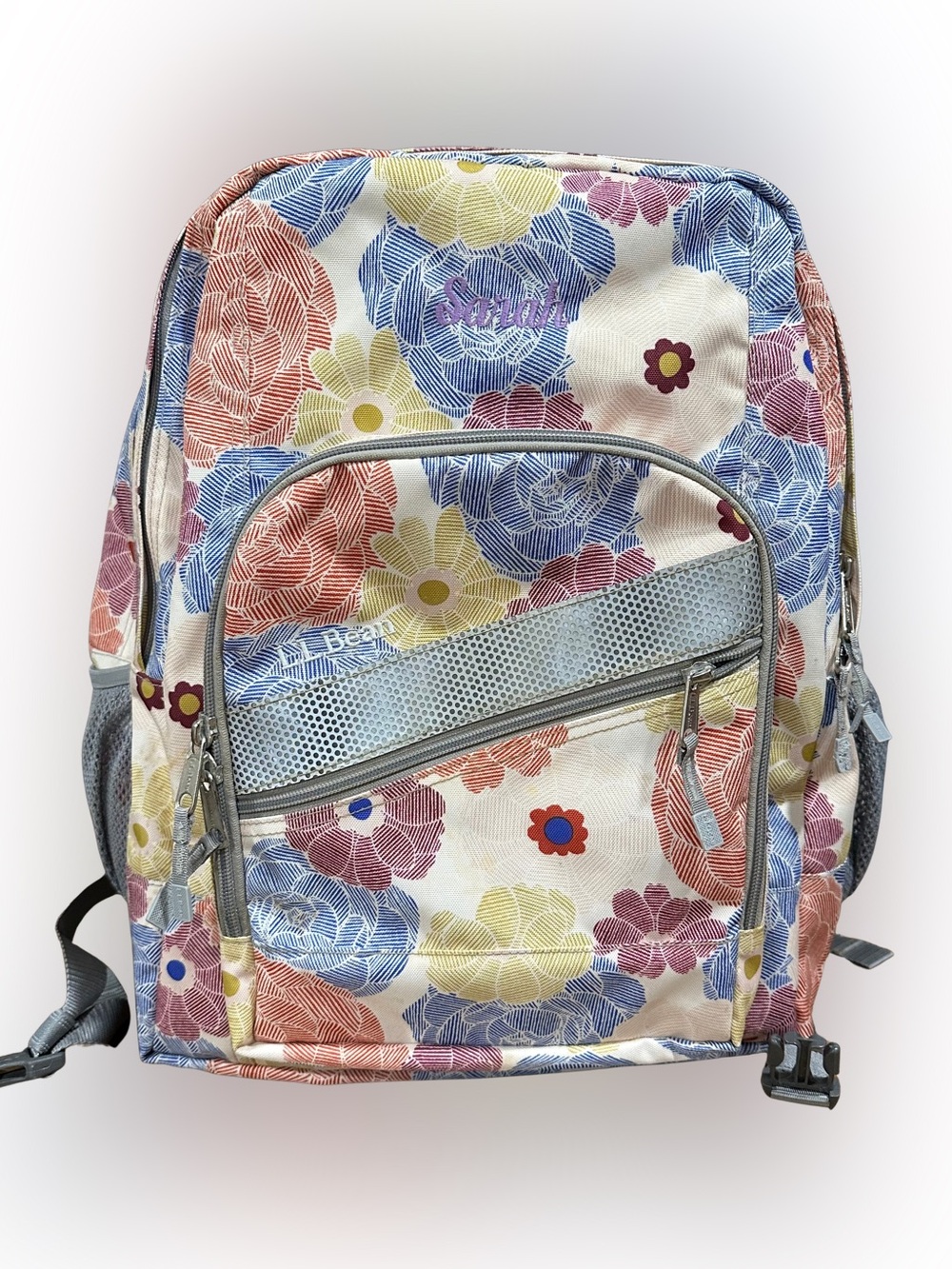 LL Bean Deluxe Book Bag Pack 37L Floral Pattern Backpack Personalized Sarah
